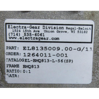 Electra-Gear EL8135009.00-G11 Gear Reducer EL813500900G11 - Used