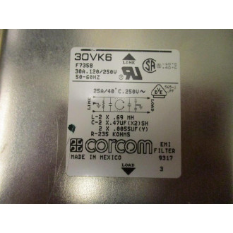 Corcom 30VK6 EMI Filter - Used