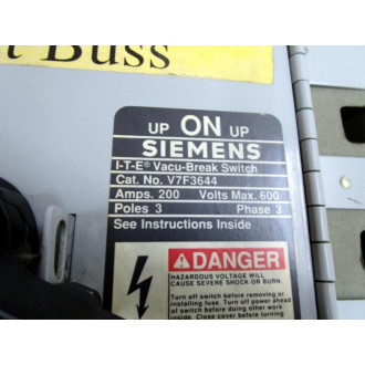 Siemens V7F3644 Vacu-Break Switch - Used Siemens V7F3644 Vacu-Break Switch - Used