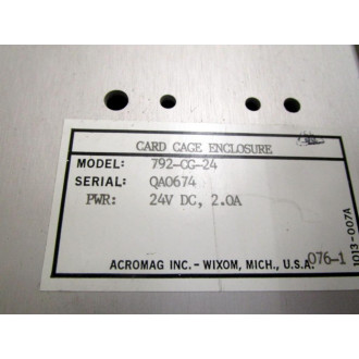 Acromag 792-CG-24 Card Cage Enclosure 792CG24 - Used