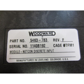 Woodward 5463-783 NetCon 5000 DI Module 5463783 Rev.F - Used
