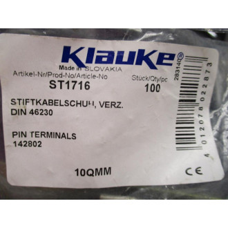 Klauke ST1716 Pin Terminal (Pack of 100)