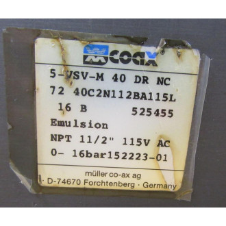 MullerCoax 5-VSV-M 40 DR NC Valve 5VSVM40DRNC - New No Box