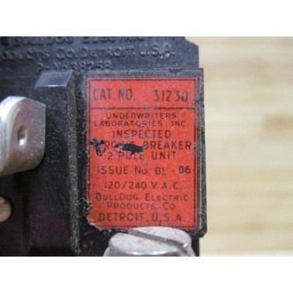 Bulldog Electric 31230 Pushmatic 30 AMP Circuit Breaker - Used