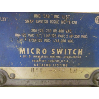 Honeywell BAF1-2RN-LH Limit Switch BAF12RNLH - Used