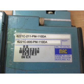 Mac Valves 6221C-211-PM-110DA Solenoid Valve 6221C211PM110DA - Used