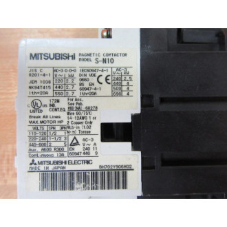 Mitsubishi S-N10 Non-Reversing Contactor SN10 W UN-SA23 - New No Box