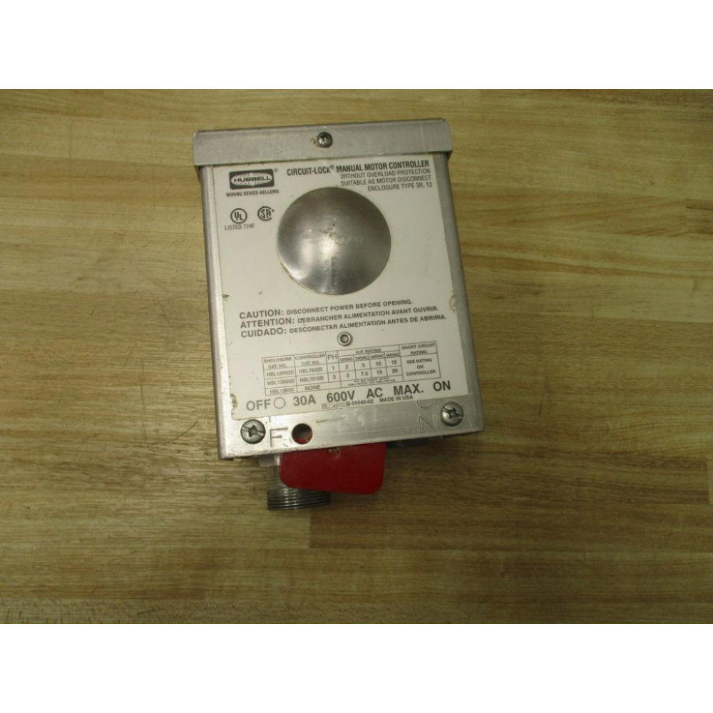Hubbell D-59540-02 Circuit-Lock Manual Motor Controller - Used Hubbell D-59540-02 Circuit-Lock Manual Motor Controller - Used