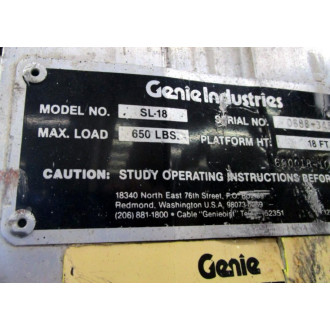 Genie SL-18 Equipment Lift SL18 - Used