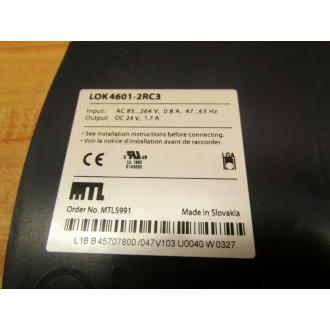 Measurement Technology MTL5991 Din-Rail Power Supply LOK 4601-2RC3 - New No Box