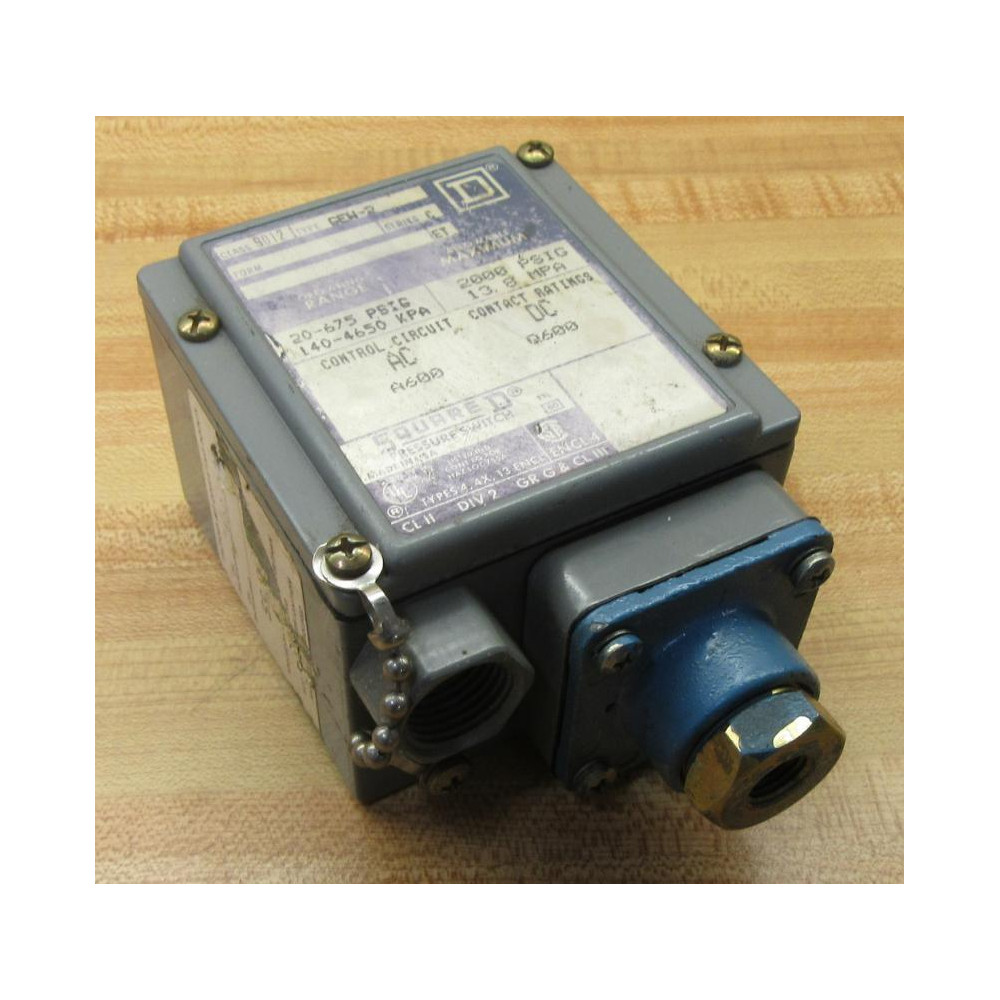 Square D 9012-GEW-2 Electrical Pressure Switch 9012GEW2 Ser. C - Used