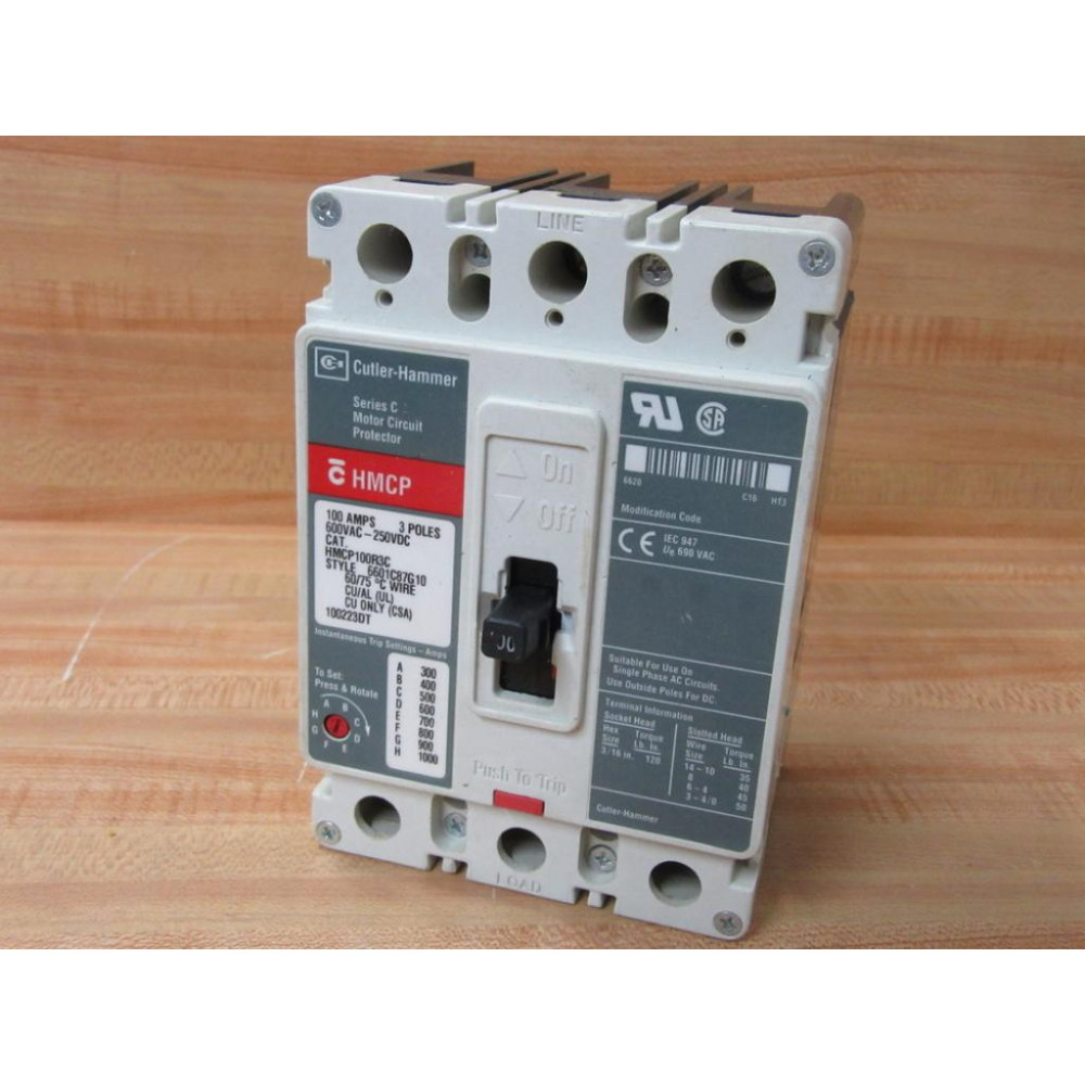 Cutler Hammer HMCP100R3C Eaton 100A Motor Circuit Protector 6601C87G10 - Used