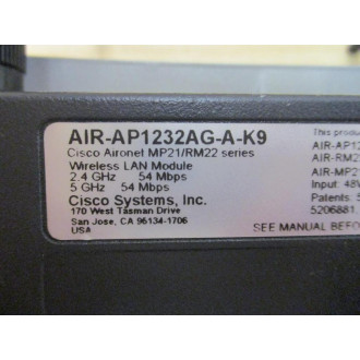 Cisco Systems AIR-AP1232AG-A-K9 Wireless Access Point W Antenna Port - Used