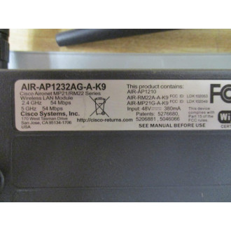 Cisco Systems AIR-AP1232AG-A-K9 Wireless Access Point - Used