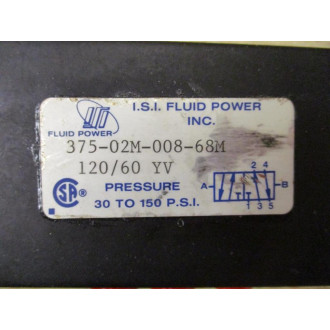 ISI Fluid Power 375-02M-008-68M Air Valve 37502M00868M - New No Box