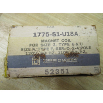 Square D 1775-S1-U18A Magnet Coil 1775S1U18A