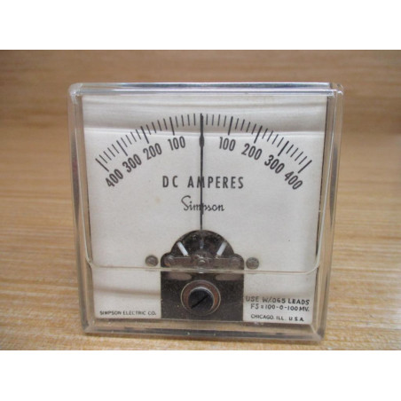 Simpson 1227 400-0-400 DC AMPS Panel Meter