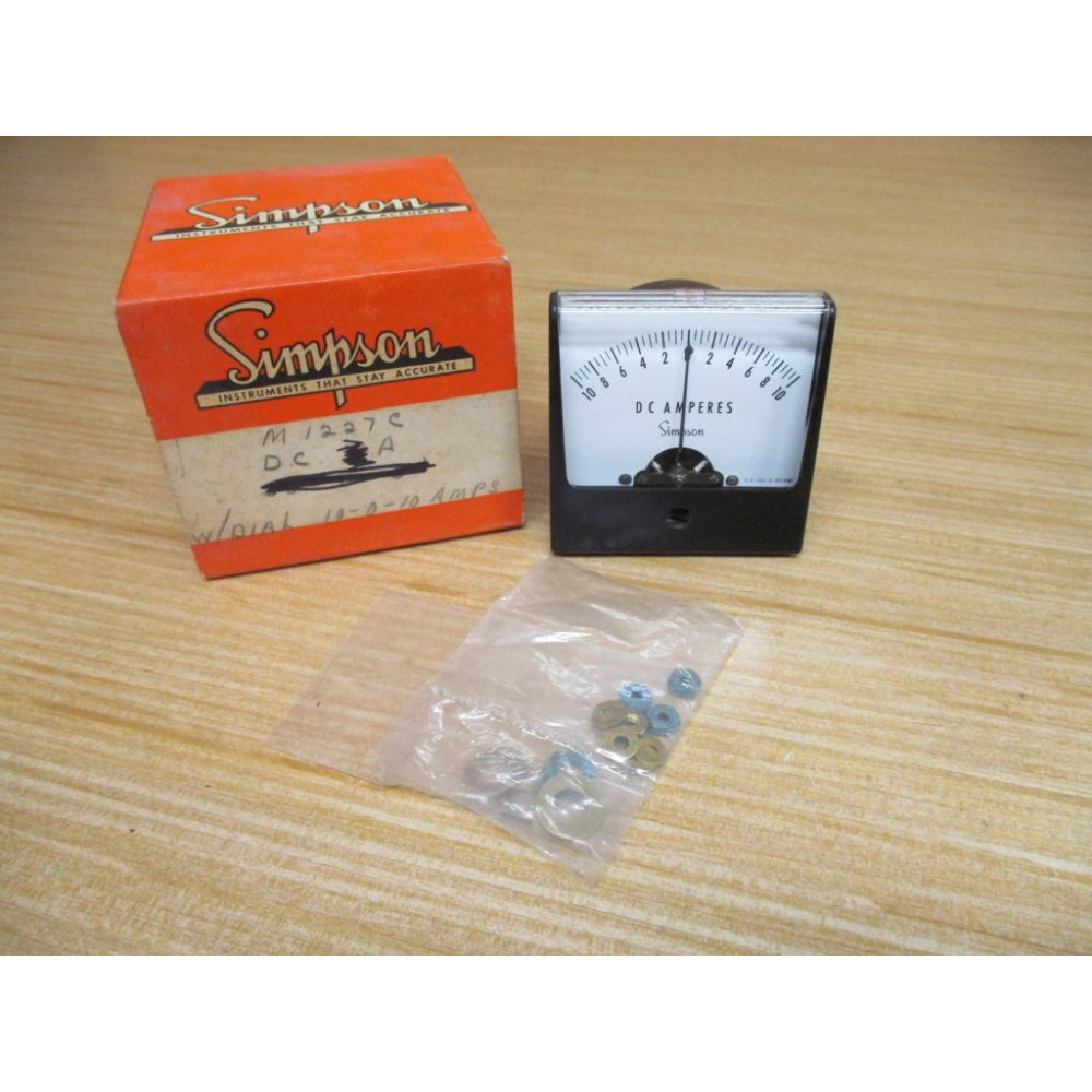 Simpson 1227C 10-0-10 DC AMPS Panel Meter