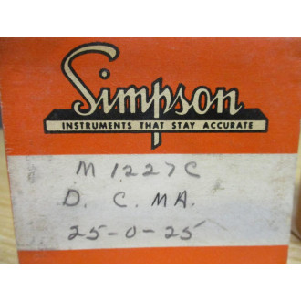 Simpson 1227C 25-0-25 DC MA Meter