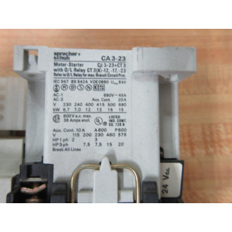 Sprecher + Schuh CA 3-23+CT3 Reversing Motor Starter CA323CT3 - Used