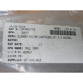 Pall AB2PHJ7 Filter Element Cartridge WHandleBracket OD 2.3970"