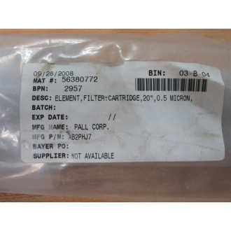 Pall AB2PHJ7 Filter Element Cartridge Bore 1-58" OD 2.3970"
