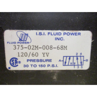 ISI Fluid Power 375-02M-008-68M Air Valve 37502M00868M WConnector
