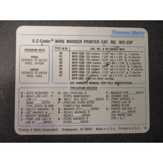 Thomas & Betts WD-25P E-Z-Coder Wire Marker Printer WD25P - Used