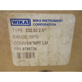 Wika 9768734 Pressure Gauge 232.53 2.5"