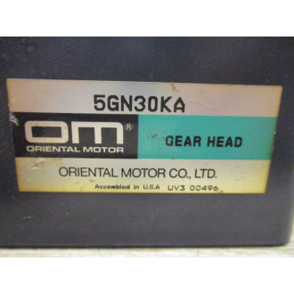 Oriental Motor Co 5GN30KA Gear Head - Used
