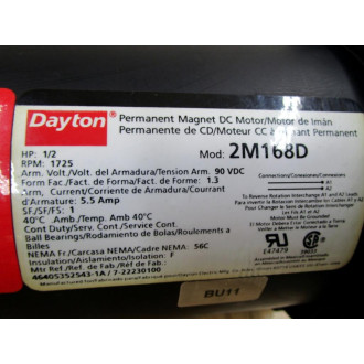 Dayton 2M168D Permanent Magnet DC Motor WCable & Hardware - New No Box