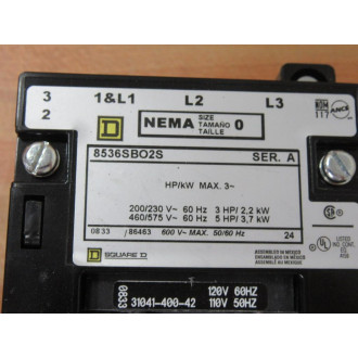 Square D 8536 SBO2S Starter 8536SB02S - New No Box