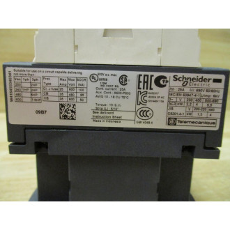 Schneider Electric LC1 D09 B7 TeSys Contactor LC1D09B7 (Pack of 2) - Used