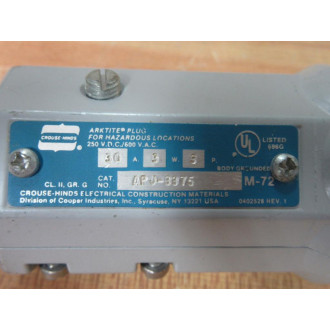 Crouse & Hinds APJ-3375 Arktite Plug APJ3375 - Used