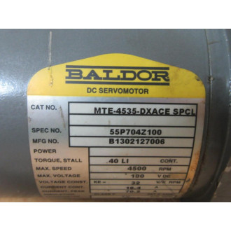 Baldor MTE-4535-DXACE SPCL DC Servo Motor MTE4535DXACESPCL - Used