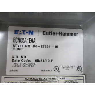 Cutler Hammer ECN05A1EAA Starter 84-28691-10 WAN16BN0 - Used