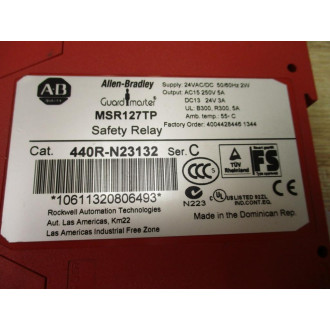 Allen Bradley 440R-N23132 Guardmaster Safety Relay MSR127TP 8 Terminals - New No Box