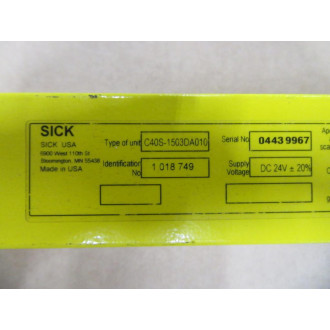 Sick C40S-1503DA010 Light Curtain Sender 1 018 749 - Used