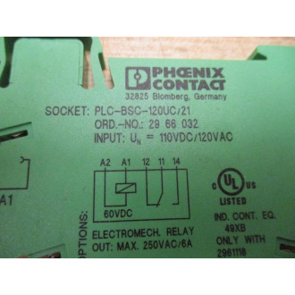 Phoenix Contact PLC-BSC-120UC21 Relay Base 2966032 (Pack of 8)