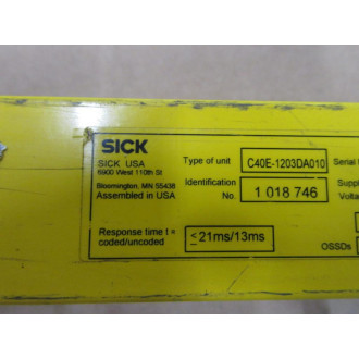 Sick C40E-1203DA010 Light Curtain Receiver 1 018 746 - Used