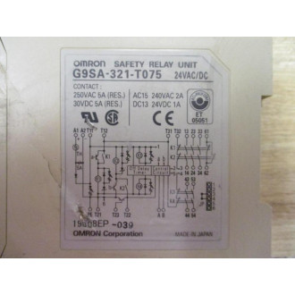 Omron G9SA-321-T075 Safety Relay G9SA321T075 Cracked Mounting Hole - Used