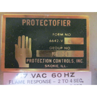 Protection Controls 6642-VL Protectofier 6642VL WO Relays - Used