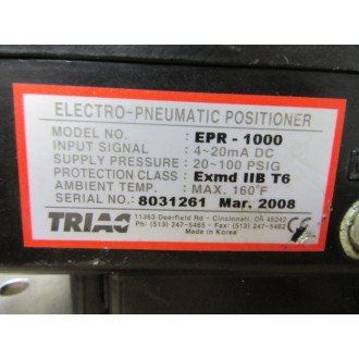 Triac EPR-1000 Electro-Pneumatic Positioner EPR1000 W Actuator - Used