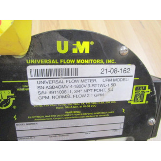 Universal Flow Monitors SN-ASB4GM-4-1800V.9-RT1WL-1.5D Flow Meter - New No Box