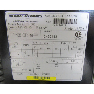 Thermal Dynamics Merlin  1000 Plasma Power Source - Used