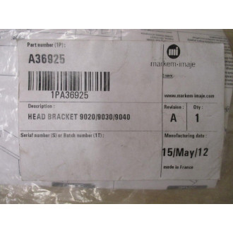 Markem-Imaje A36925 Head Bracket Assembly