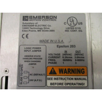 Emerson Ei-203-00-000 Epsilon Indexing Servo Drive 960473-03 - Used