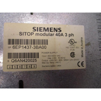 Siemens 6EP1-437-3BA00 Power Supply 6EP14373BA00 - Used