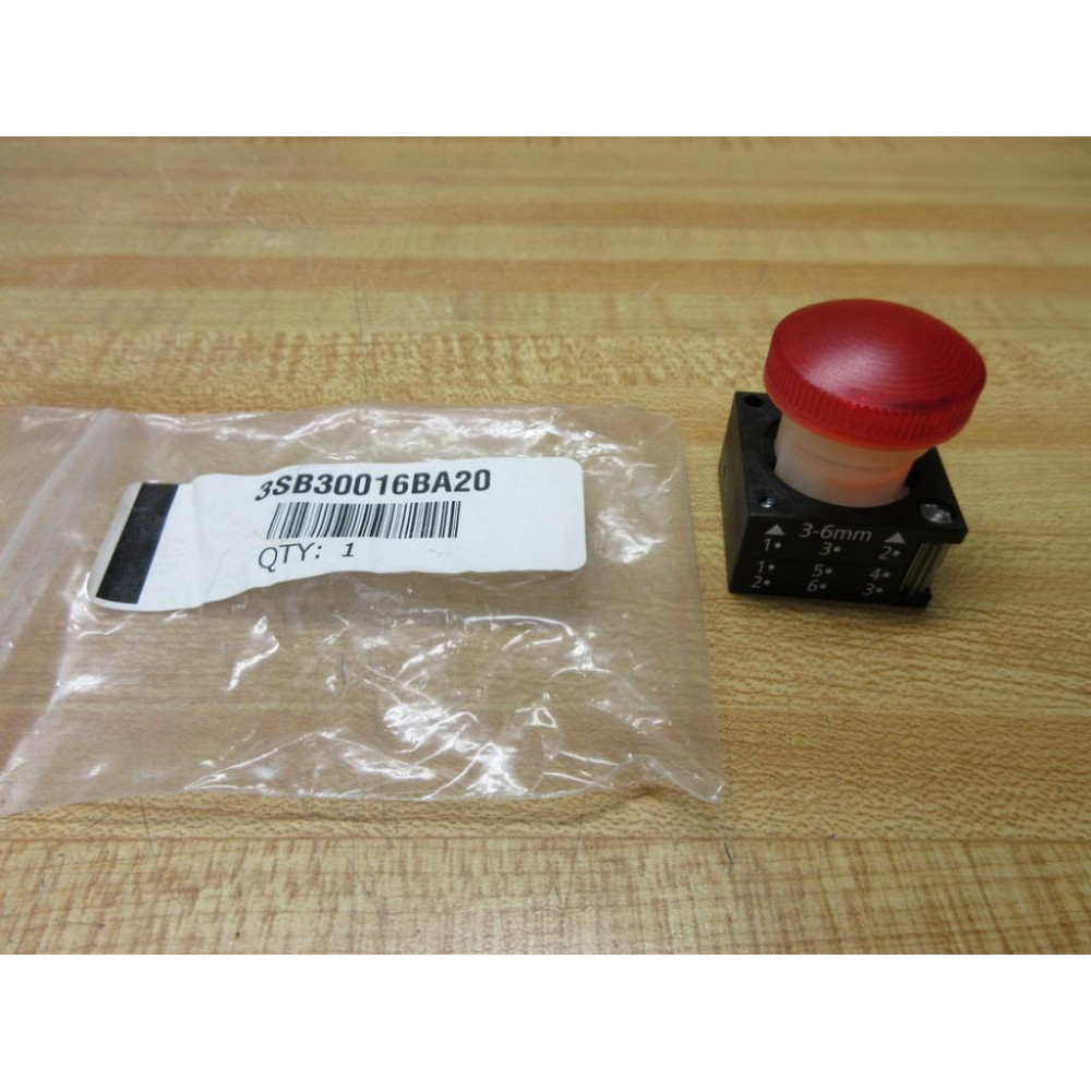 Siemens 3SB3 001-6BA20 Red Button 3SB30016BA20 wBase