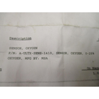 MSA A-ULTX-SENS-14-1-0 Gas Monitor Sensor AULTXSENS1410 - New No Box